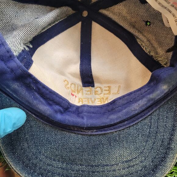 VTG 90s Levi's "Legends Never Die" Embroidered Faded Denim Dad Hat Baseball Cap - Picture 11 of 12